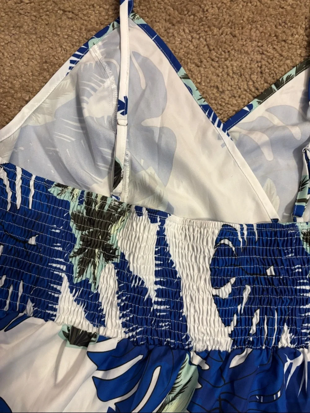 Tropical Blue & White Sleeveless Sundress - Picture 4 of 4